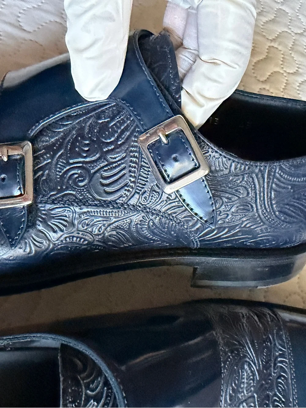 DIS (Design Italian Shoes) Navy Double Monk Strap Dress Shoes  Size 10